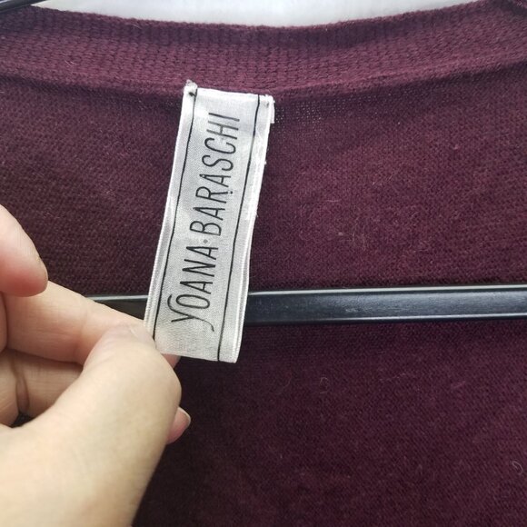 Yoana Baraschi Shrug Women's S Wool Blend Batwing Sleeve Burgundy Long Sleeve - Picture 10 of 12